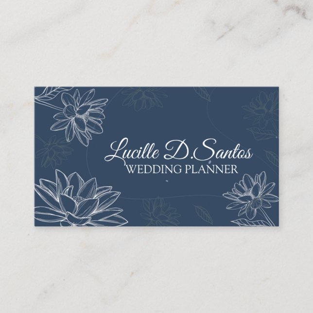 Flower Petal On Blue Business Card (Front)