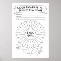 Flower Petals $1000 Savings Challenge Tracker