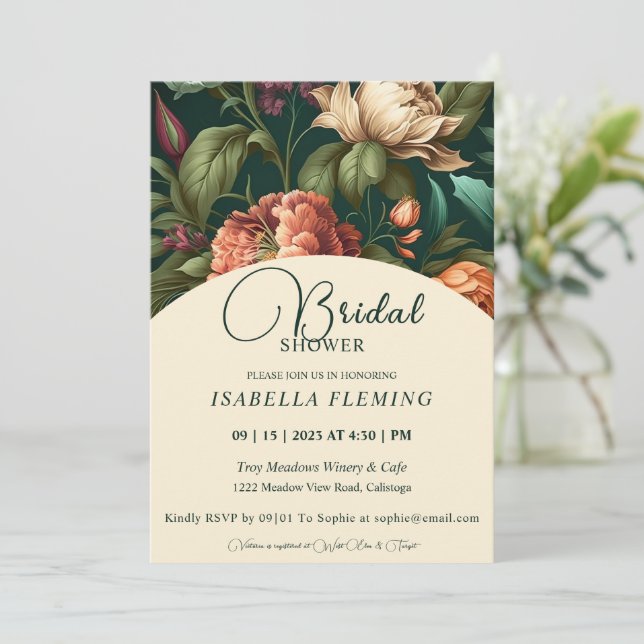 Flower Petals Bridal Shower Invitation (Standing Front)