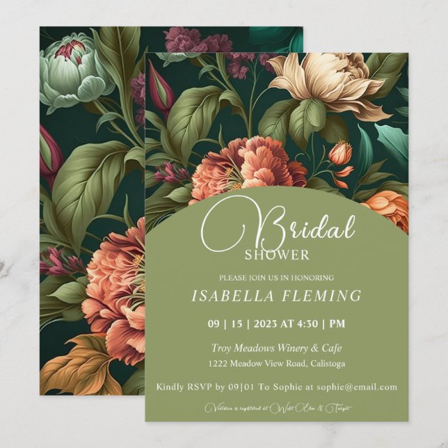 Flower Petals Bridal Shower Invitation (Front/Back)
