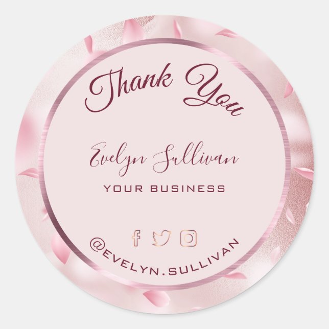 Flower Petals Faux Foil Elegant Classic Round Sticker (Front)