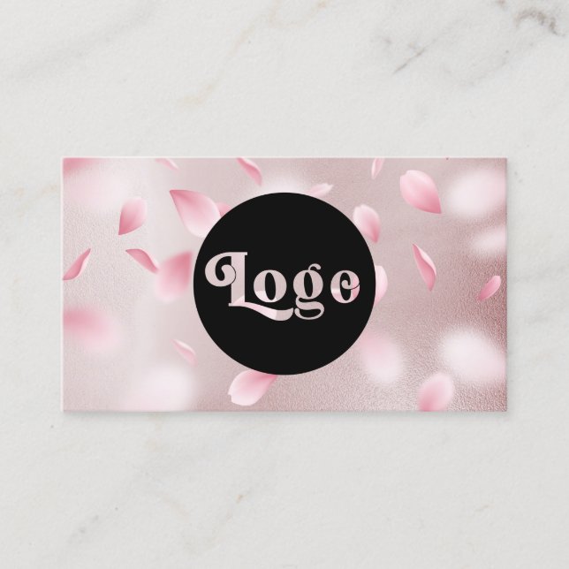 Flower Petals Faux Foil Logo Business Card (Front)