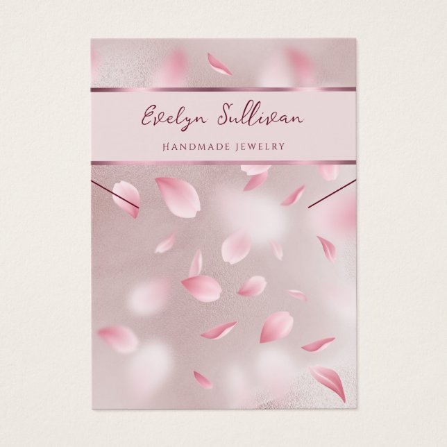 Flower petals faux foil necklace display card (Front)
