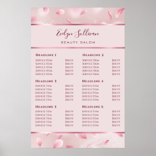 Flower Petals Faux Foil Price List Poster
