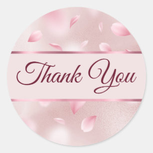 Flower Petals Faux Foil Thank you Classic Round Sticker