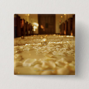 Flower petals on floor of church 15 cm square badge
