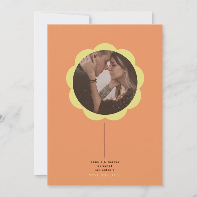 Flower Photo Frame Save the Date card (Front)