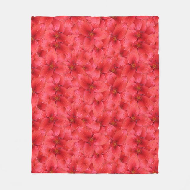 Flower Photo Red Garden Lilies Fleece Blanket (Front)
