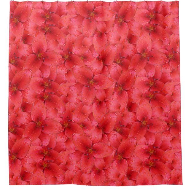 Flower Photo Red Garden Lilies Shower Curtain (Front)