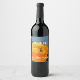 Flower Photo with Bee Orange Yellow Canna Lily Wine Label