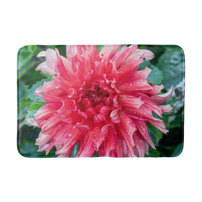 Flower Photograph, Pink Dahlia Bath Mat (Front)