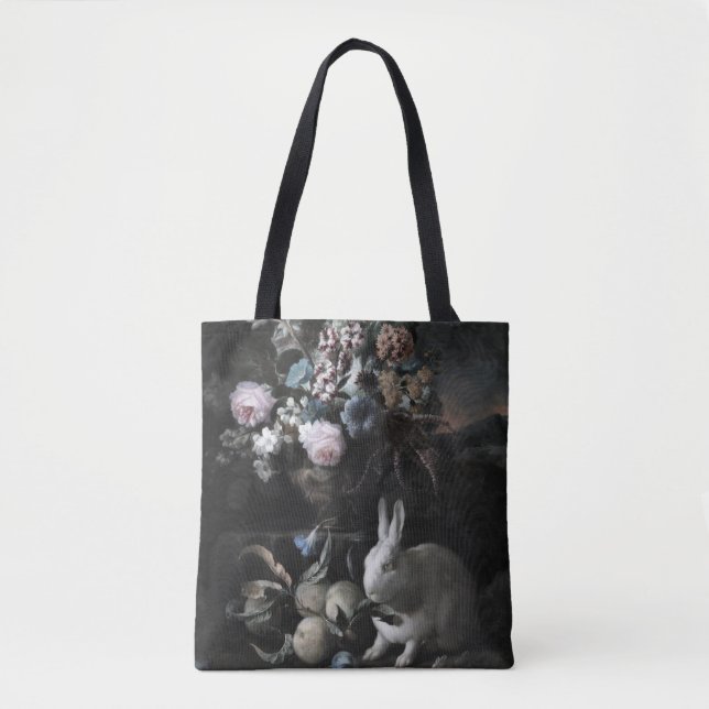 Flower Piece with Rabbit by Franz Werner Von Tamm Tote Bag (Front)