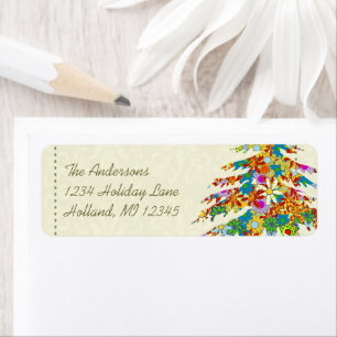 Flower Pine Tree Return Address