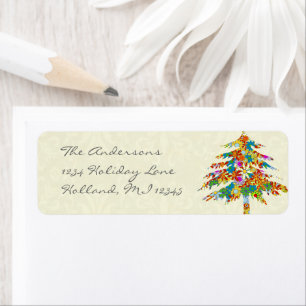 Flower Pine Tree Return Address