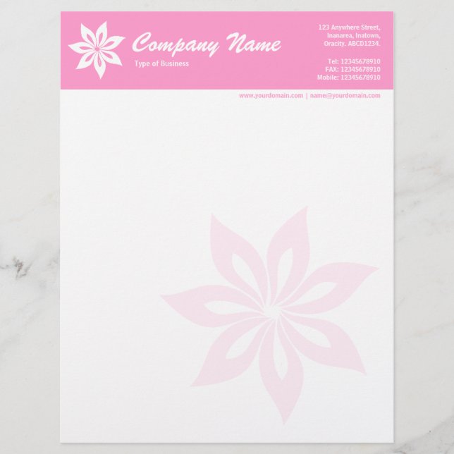 Flower - Pink Custom Letterhead (Front)