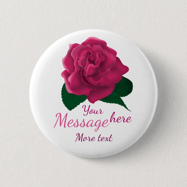 Flower pink custom text button (Front)