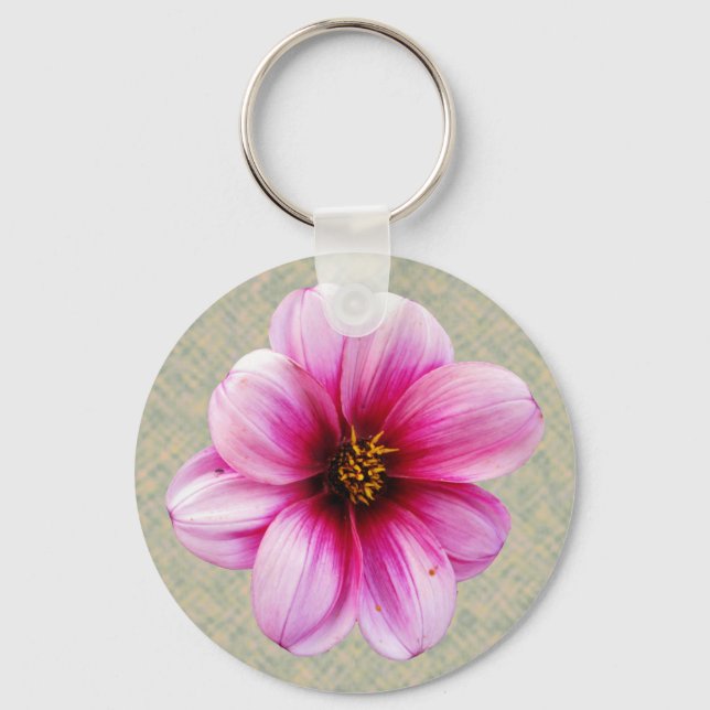 Flower Pink Dahlia Photo Key Ring (Front)
