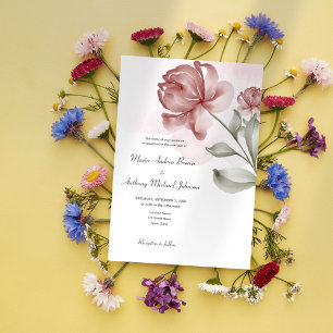Flower Pink Elegant Modern Wedding Invitation