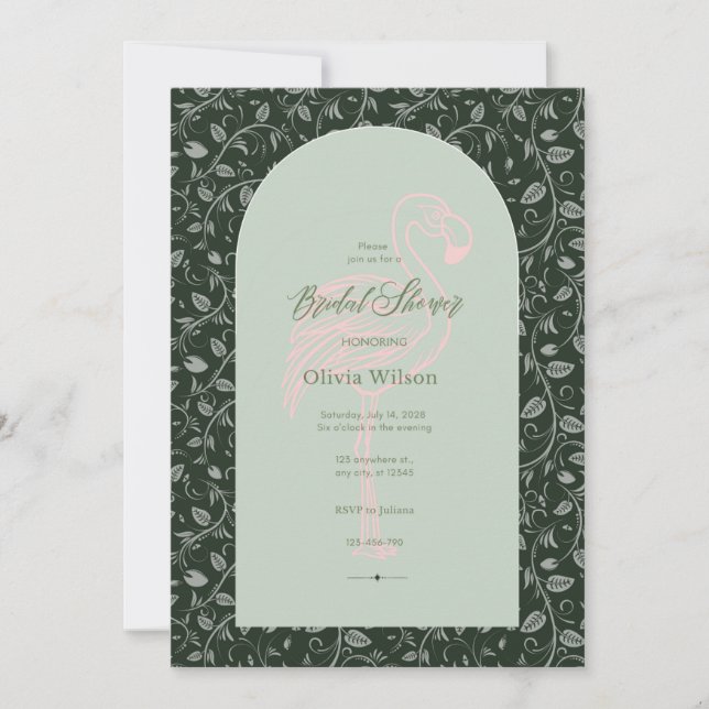  flower pink flamingo Bridal Shower Invitation (Front)