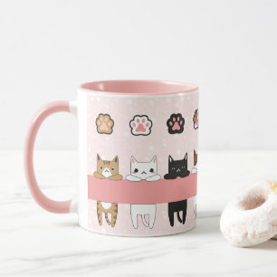 Flower-pink kittens mug
