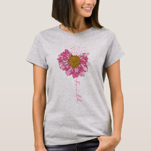 Flower Pink Ribbon Breast Cancer Awareness Women's T-Shirt