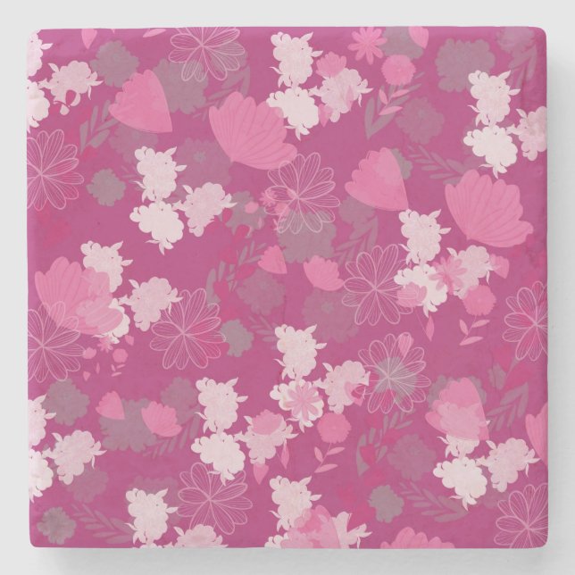 flower pink stone coaster (Front)