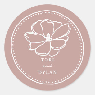 Flower Pink Wedding Classic Round Sticker