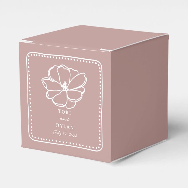 Flower Pink Wedding Favour Box (Front Side)