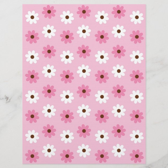 Flower Pink White Baby Scrapbook Paper (Front)