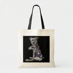 Flower PitBull I Love Mom Pitbull Tattoo Mother's Tote Bag