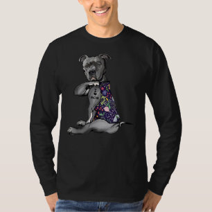 Flower Pitbull I Love Mum Pitbull Tattoo Mothers D T-Shirt