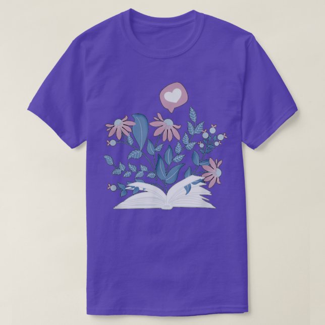 Flower Plants Growing From Books Story Comes to Li T-Shirt (Design Front)