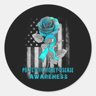 Flower Polycystic Kidney Disease Ribbon Classic Round Sticker