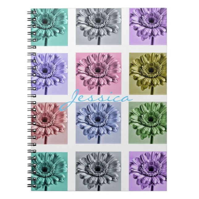 Flower Pop Art Squares Personalised Notebook (Front)