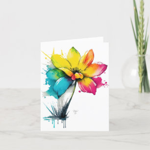 Flower Portrait In Watercolor & Pen Holiday Card