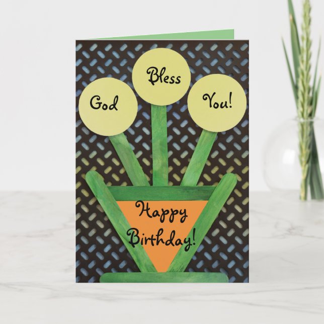Flower pot & flowers spring summer grow birthday card (Front)