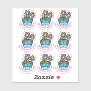Flower Pot Happy Mail Custom-Cut Vinyl Sticker