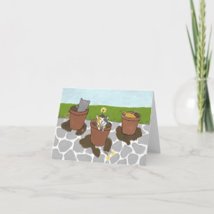 Flower Pot Kittens Note Card