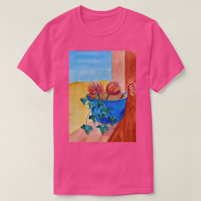Flower Pot on Balcony T-Shirt (Design Front)