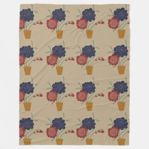 Flower pot pattern fleece blanket