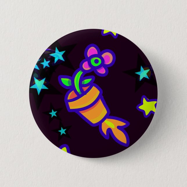 Flower Pot Rocket  Aliens In Outer Space Pin (Front)