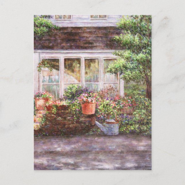 Flower Pots and a Flower Barrel  Postcard (Front)