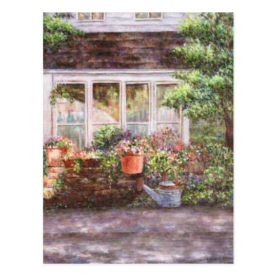 Flower Pots and a Flower Barrel Postcard