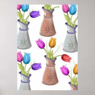 Flower Pots Pattern Poster