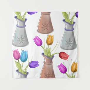 Flower Pots Pattern Tapestry