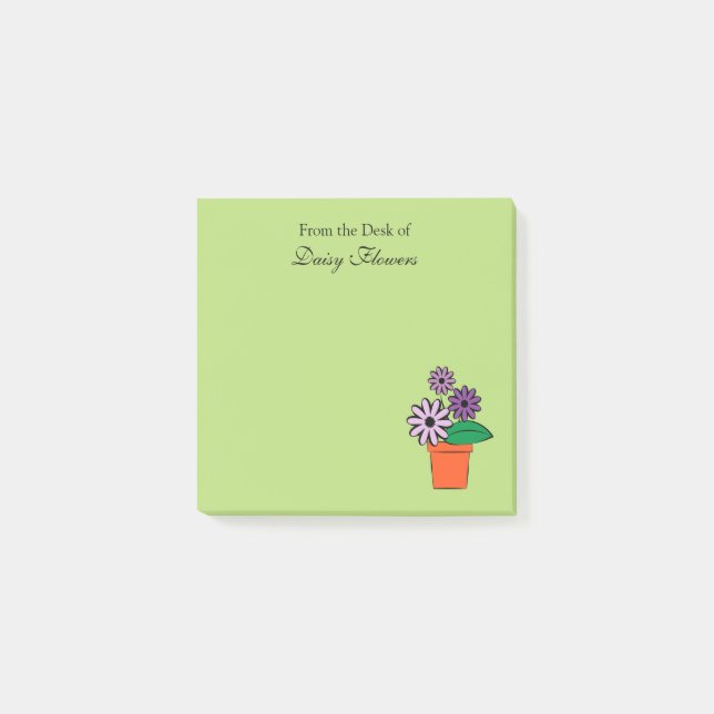 Flower Pots Purple Daisies Personalised Post-it Notes (Front)