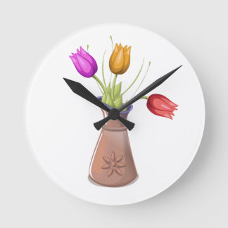 Flower Pots Round Clock