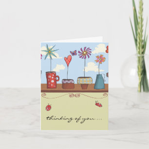 Flower Pots Thinking of You Notecard