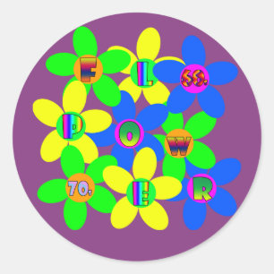 Flower Power 60s-70s 2 Classic Round Sticker