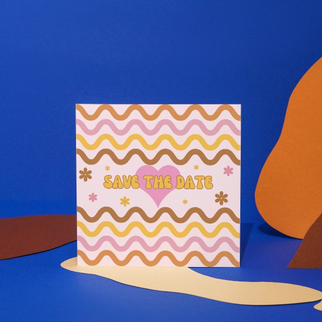 Flower Power 60's 70's Retro Save the Date Card (Creator Uploaded)